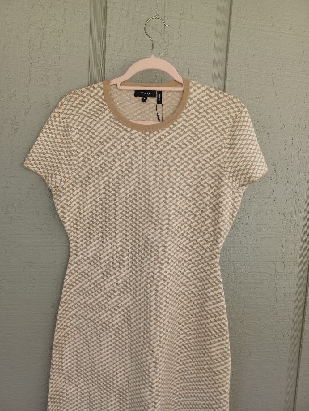 Theory Branteen Short Sleeve Precision Knit Dress Size M Women Preppy Stretch - Picture 2 of 12